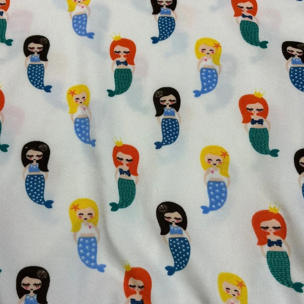 DotDotSmile White Mermaid Print Twirl Dress Kids Size 8/10 Sleeveless Scoop Neck